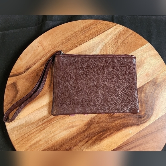 Punto Fibbia Bag Brown Leather Floral Clutch/Wristlet. - Picture 6 of 6